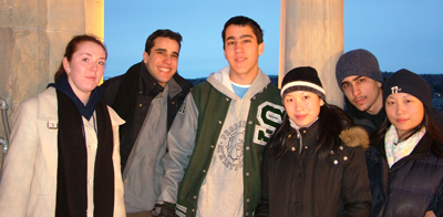 The whole group on the clock tower